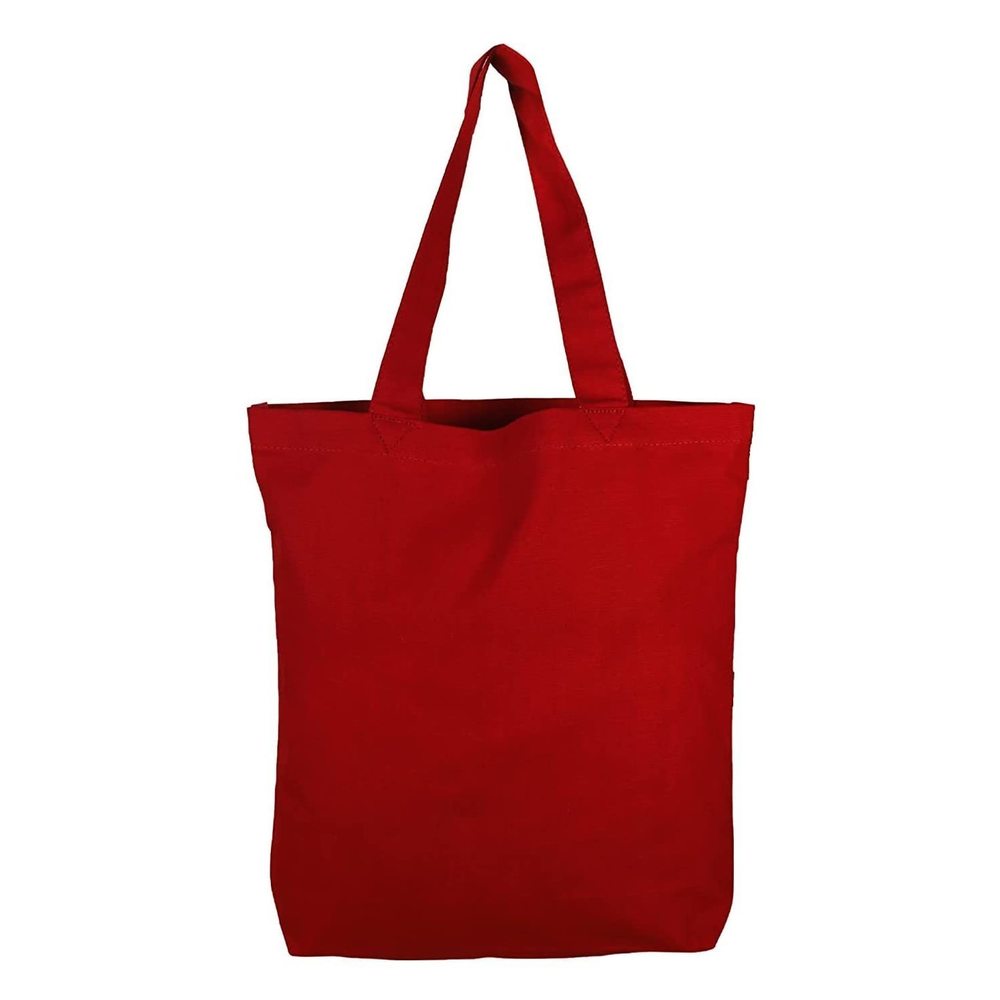 10 Oz. Cotton Canvas Shoulder Tote Bag - Red, Solid T_T